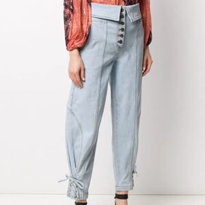 Ulla Johnson Kingston Jeans 2 Light Wash Denim High Waisted Lace Up